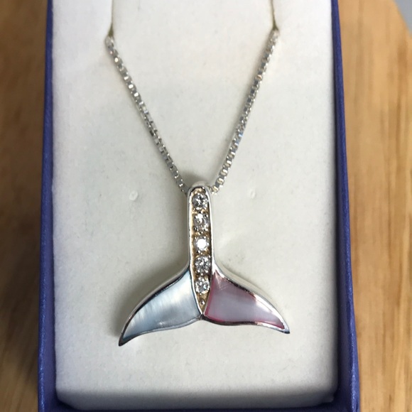 STERLING SILVER PINK/BLUE MUSSEL SHELL PENDANT NWT - Picture 2 of 7